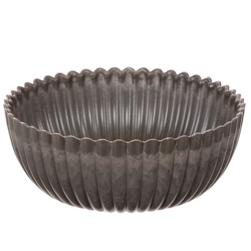 Runde Dekoschale aus Kunststoff geriffelt anthrazit Ø 15 cm 2er-Set