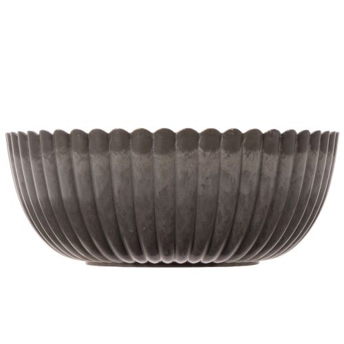 Runde Dekoschale aus Kunststoff geriffelt anthrazit Ø 15 cm 2er-Set | Floristik24.at