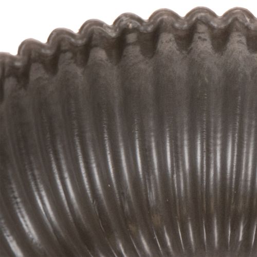 Runde Dekoschale aus Kunststoff geriffelt anthrazit Ø 15 cm 2er-Set | Floristik24.at