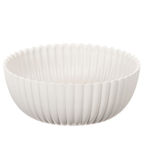 Runde Dekoschale mit geriffelter Oberfläche in Weiß aus Kunststoff, Ø 15 cm, 2 Stück bestellen | Floristik24.at