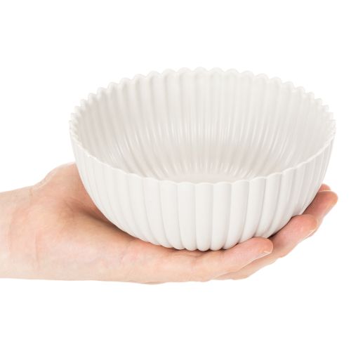 Runde Dekoschale mit geriffelter Oberfläche in Weiß aus Kunststoff, Ø 15 cm, 2 Stück | Floristik24.at