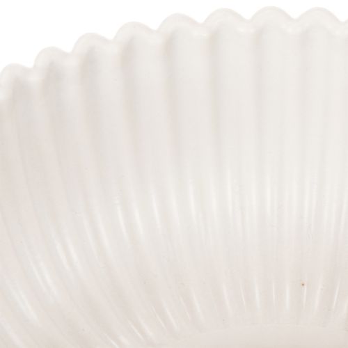 Runde Dekoschale mit geriffelter Oberfläche in Weiß aus Kunststoff, Ø 15 cm, 2 Stück | Floristik24.at