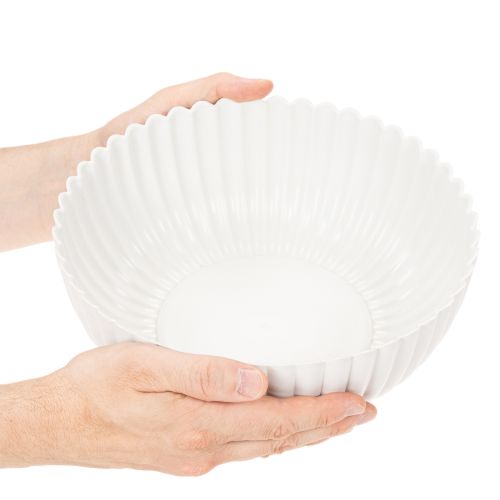 Schale Dekoschale geriffelt Kunststoff 25cm Weiß | Floristik24.at