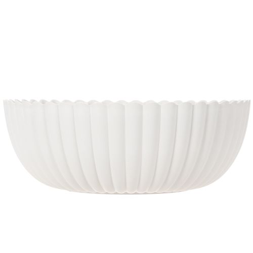 Schale Dekoschale geriffelt Kunststoff 25cm Weiß | Floristik24.at