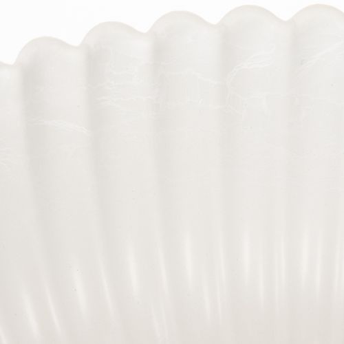 Schale Dekoschale geriffelt Kunststoff 25cm Weiß | Floristik24.at