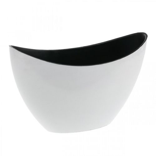 Floristik24 Deko-Schale oval Weiß, Schwarz Pflanzschiffchen Kunststoff 24cm