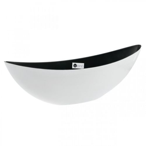 Floristik24 Deko-Schale oval Weiß, Schwarz Pflanzschale Pflanzschiff 55cm