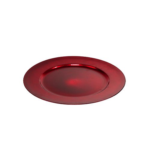 Floristik24 Plastikteller 25cm rot mit glasierten Effekt