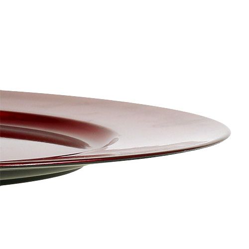 Floristik24 Plastikteller 25cm rot mit glasierten Effekt
