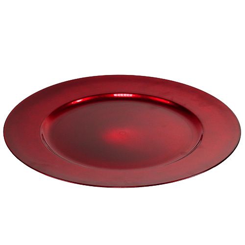 Floristik24 Plastikteller Ø33cm Rot mit glasierten Effekt