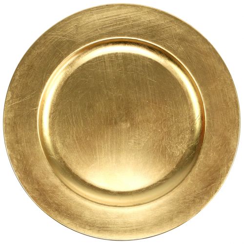 Floristik24 Plastikteller 25cm gold mit Blattgold - Effekt