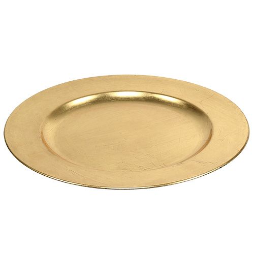 Floristik24 Plastikteller Ø33cm Gold mit Blattgold-Effekt