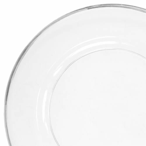 Floristik24 Dekoteller mit Silberrand Klar Kunststoff Ø33cm