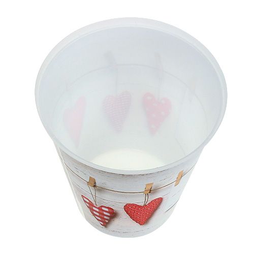 Floristik24 Plastiktopf Creme mit Herzen Ø12cm H13,5cm 1St