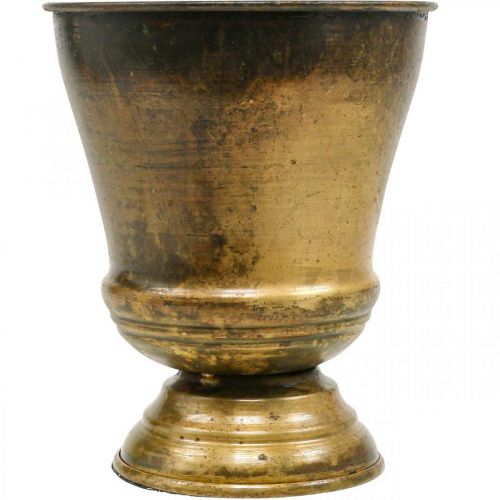 Floristik24 Vintage Übertopf Metall Pokalvase Messing Ø14cm H17cm
