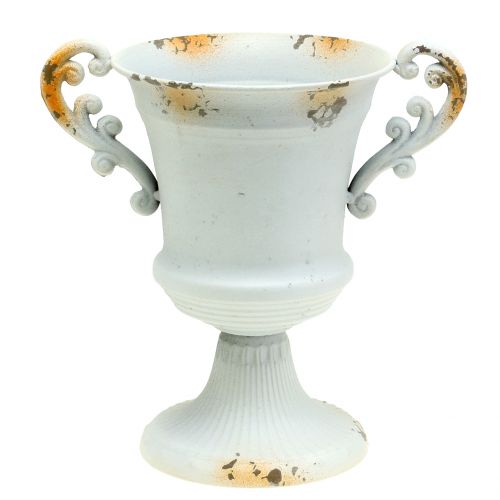 Floristik24 Pokal Antik Weiß Ø16,8cm H24,8cm