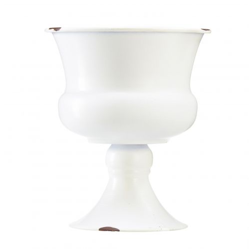 Floristik24 Pokal zum Bepflanzen Weiß Metall Shabby Chic Ø13,5cm H19cm