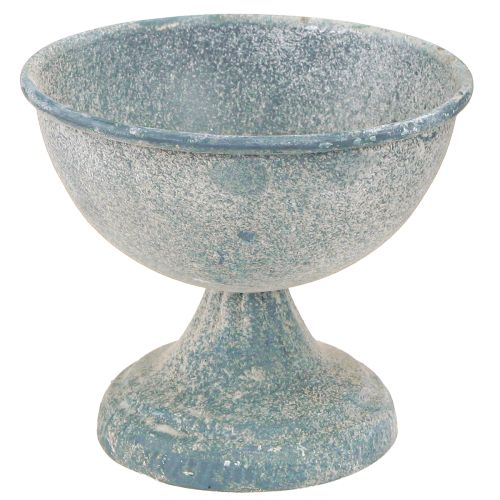 Floristik24 Pokalschale Klein Metall Blau Weiß Antik Ø12cm H10,5cm 2St