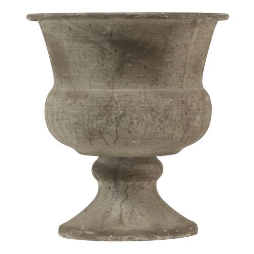 Floristik24 Pokalvase Metall Deko Schale Grau Antik Ø13,5cm H15cm