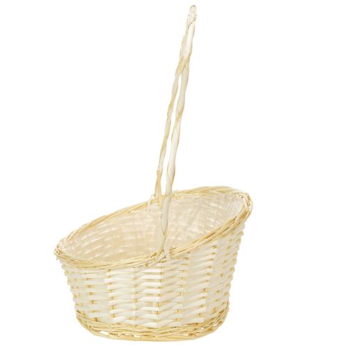 Weidenkorb mit Henkel 44cm x 36cm Natur mit Folie | Floristik24.at