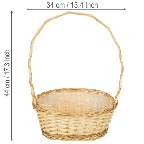 Präsentkorb aus heller Weide mit Kunststofffolie ca. 30cm x 23cm | Floristik24.at