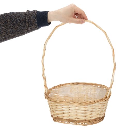 Präsentkorb aus heller Weide mit Kunststofffolie ca. 30cm x 23cm | Floristik24.at