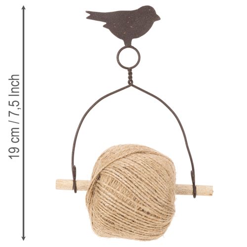 Metall Bandhalter Vogel im Rost-Look mit Jutekordel, 19 cm | Floristik24.at