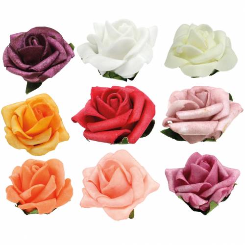 Floristik24 Foam-Rose Ø3,5cm verschiedene Farben 48St