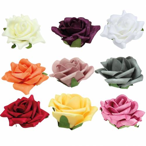 Floristik24 Foam-Rose Ø7,5cm verschiedene Farben 18St