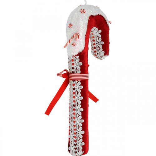 Floristik24 Zuckerstange Deko Groß Weihnachten Rot Weiß mit Spitze H36cm