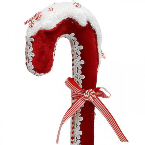 Floristik24 Zuckerstange Deko Groß Weihnachten Rot Weiß mit Spitze H36cm