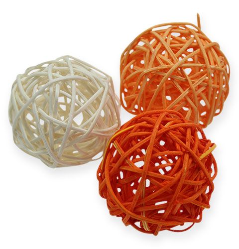 Floristik24 Rattanbälle 4,5cm Orange Apricot 30 St