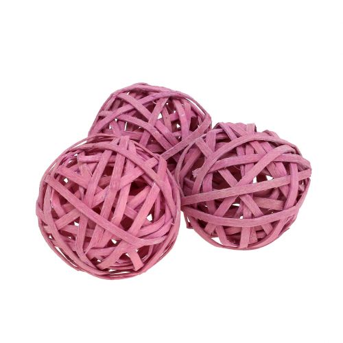 Floristik24 Rattanball Rosa Ø4cm 12St