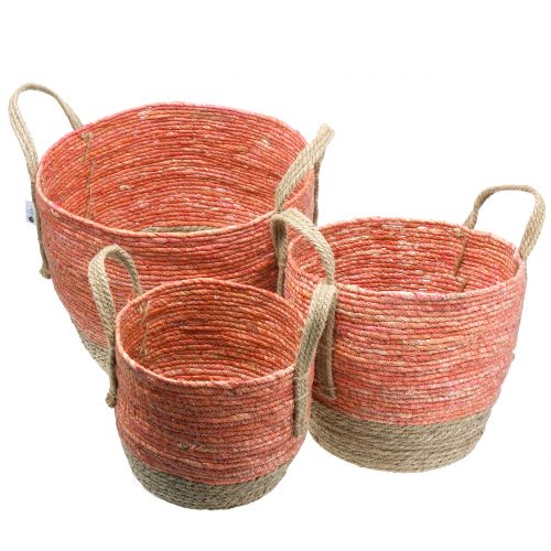 Floristik24 Rattankorb Natur/Orange Ø40/32/26cm 3St