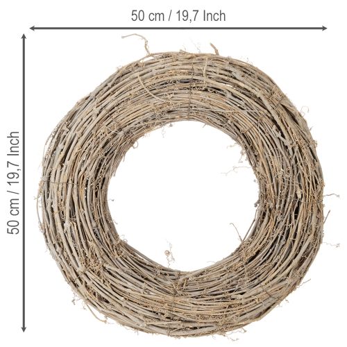 Dekokranz Rattan weiß gewaschen 50 cm für Innenbereich | Floristik24.at