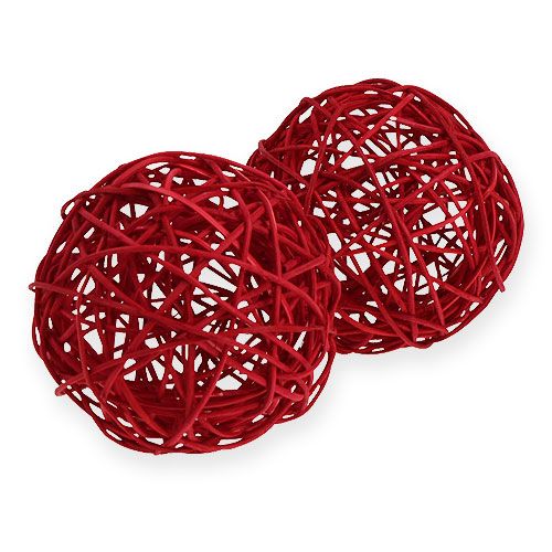 Floristik24 Rattankugel 10cm Rot 10St