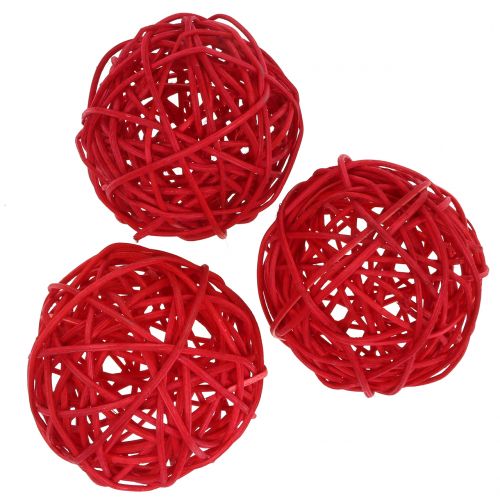 Floristik24 Rattankugel Rot Ø7,5cm 15St