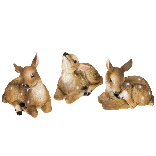 Reh Deko Rehkitz Figur liegend Tischdeko 13×6,5×12cm 3St