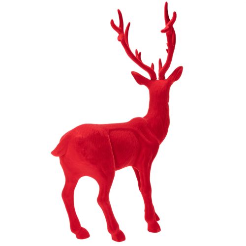 Dekofigur Hirsch stehend 85cm rot beflockt Kunststoff | Floristik24.at