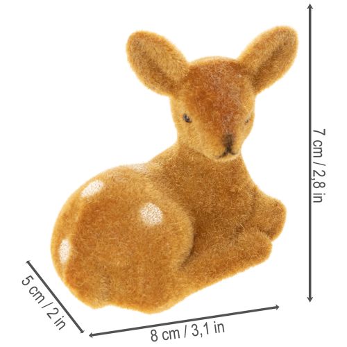 Dekofigur Rehkitz liegend Kunststoff 8cm Braun 6er-Set für Innen | Floristik24.at