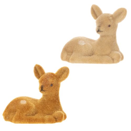 Dekofigur Rehkitz liegend Kunststoff 8cm Braun 6er-Set für Innen | Floristik24.at