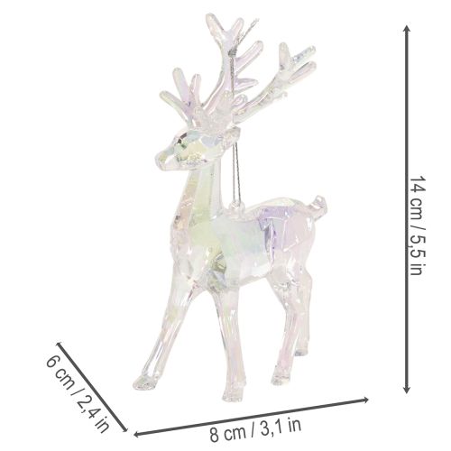 Rentier Anhänger aus Acryl 14 cm irisierend 4er Set | Floristik24.at