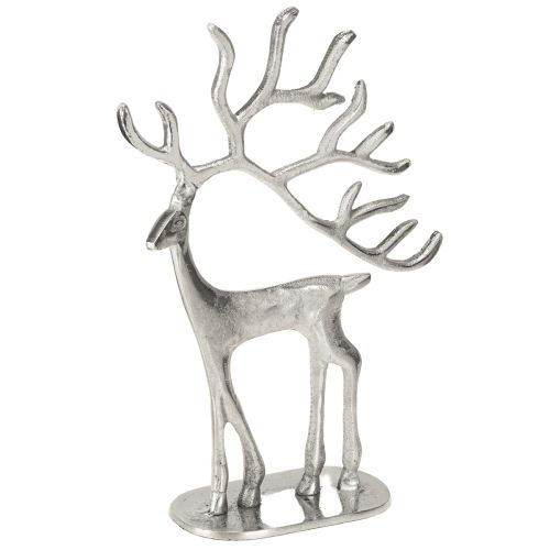 Rentier Deko Hirsch Figur Metall Silber H31cm
