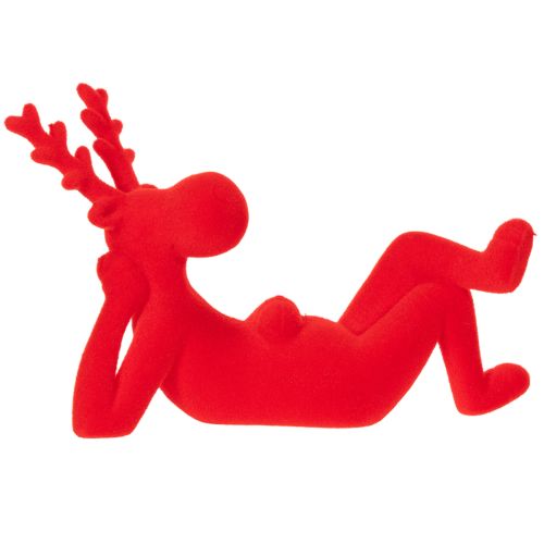 Dekofigur Rentier liegend 24cm Rot Kunststoff 2er-Set für Innenbereich | Floristik24.at