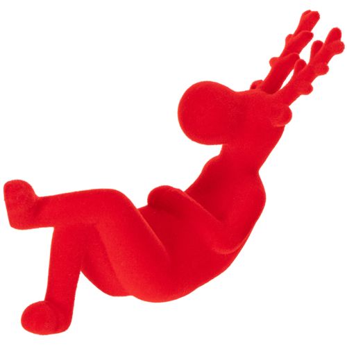 Dekofigur Rentier liegend 24cm Rot Kunststoff 2er-Set für Innenbereich | Floristik24.at