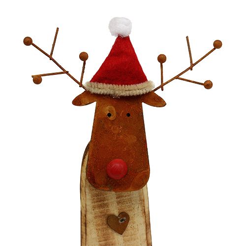 Floristik24 Rentier mit Mütze Holz Natur 32cm