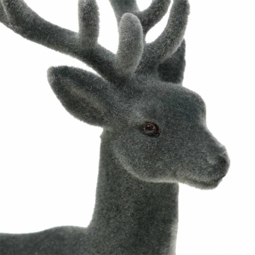 Artikel Deko Hirsch beflockt Grau 20cm 2 St