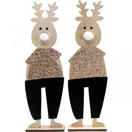 Artikel Rentier Holz Dekofigur Aufsteller Weihnachten 12×6,5cm H45cm 2St