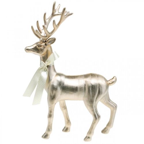 Floristik24 Deko Hirsch stehend Champagner Dekofigur Advent 36cm