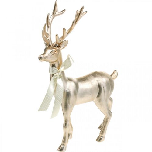Floristik24 Deko Hirsch stehend Champagner Dekofigur Advent 36cm